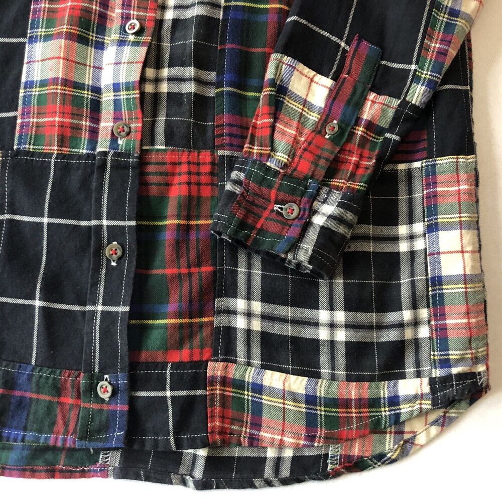Topshop Shirt Women 4 Black Red Plaid 100% Cotton Button Up Shirt Long Sleeve - Picture 4 of 12